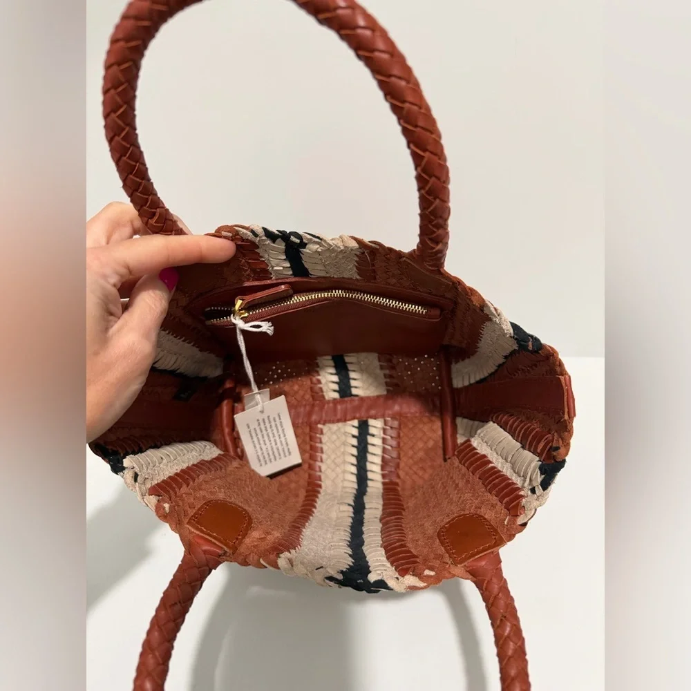 NEW Madewell The Handwoven Mini Tote leather in Dusty Redwood Multi NV808 $158 - Picture 11 of 11